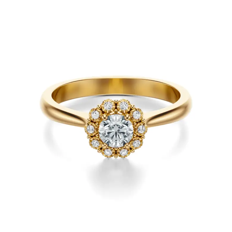 Pierścionek zaręczynowy złoty z diamentami